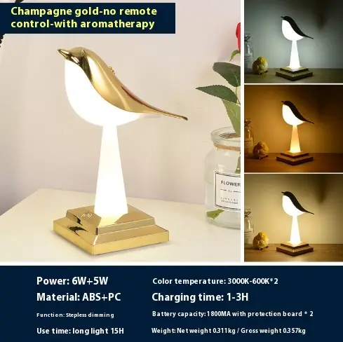 Bedroom Bedside Bird Square Night Light Charging Touch Atmosphere Table Lamp