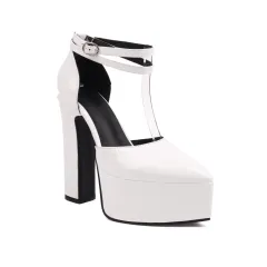 Multi-Colour Women's High Heel Pumps Bright Leather - White - View 1