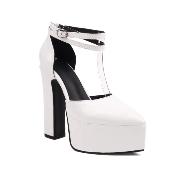 Multi Color Women's High Heel Pumps Bright Leather White - Shop at LoveMi