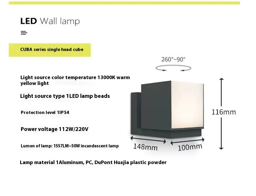 Outdoor Waterproof Die-casting Wall Lamp Garden Villa