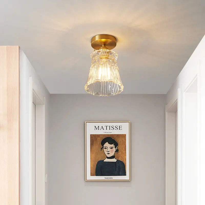 Brass Glass Ceiling Lamp Corridor