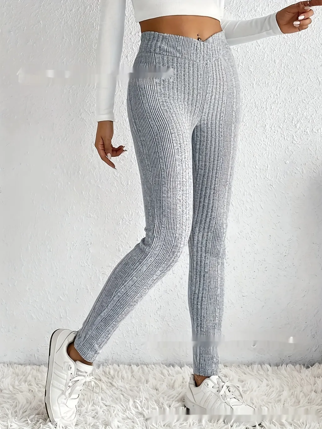 Slim-fit Bottoming Solid Color Trousers - Gray