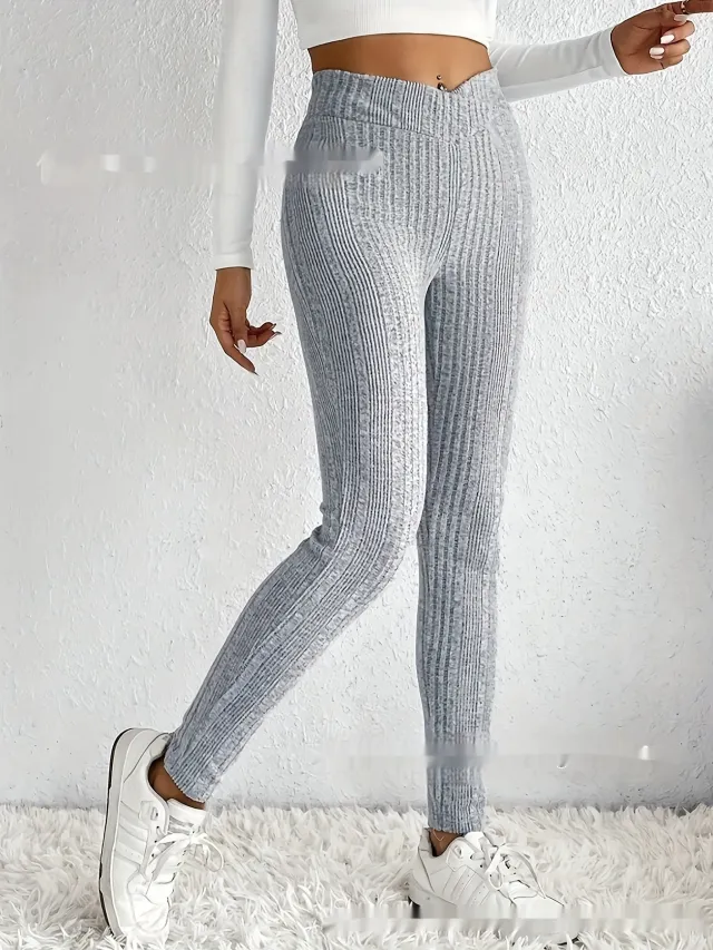Slim fit Bottoming Solid Color Trousers Gray - Shop at LoveMi