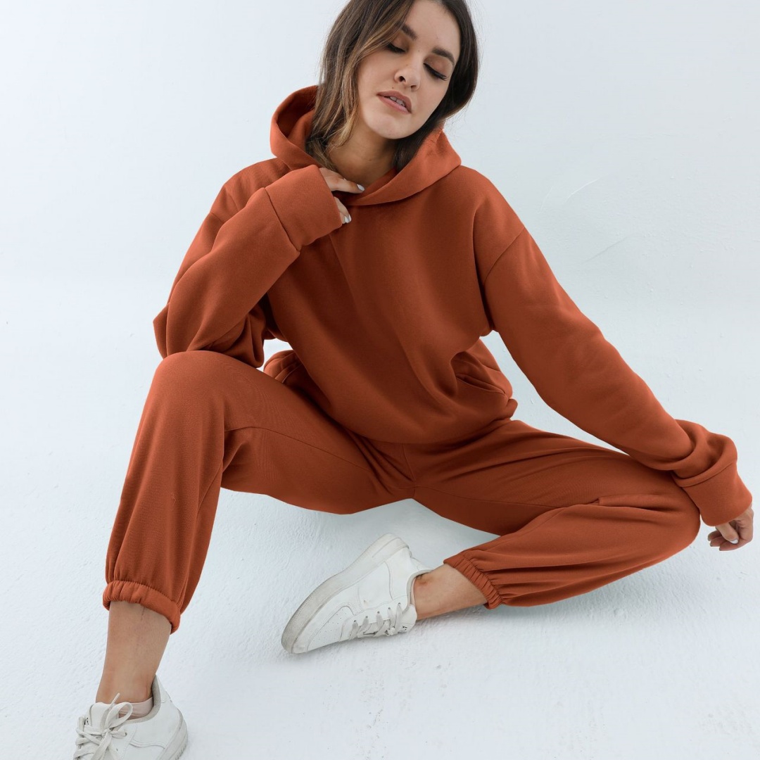 Women's Casual Hooded Sweater Two-piece Suit Clothes Hoodie Tracksuit - Picture 14 of 15