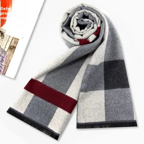 New Men's Winter Warm Cashmere-like Striped Business Scarf
