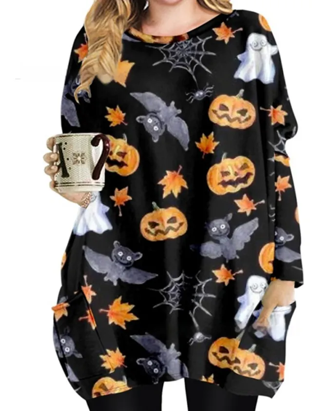 Women's Round Neck Mid length Long sleeved T shirt With Pockets Jyq4723102 Xl - Shop at LoveMi