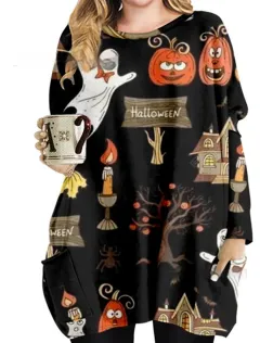 Women's Round Neck Mid-length Long-sleeved T-shirt With Pockets - Jyq4723104-S - View 1