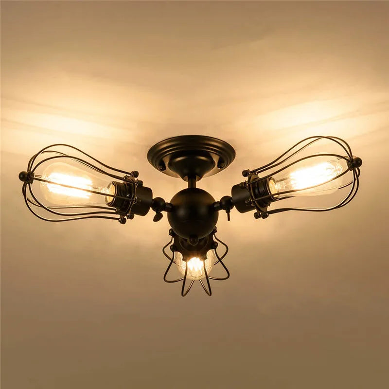 Retro Three Head Ceiling Lamp Bedroom Lamp In The Living Room