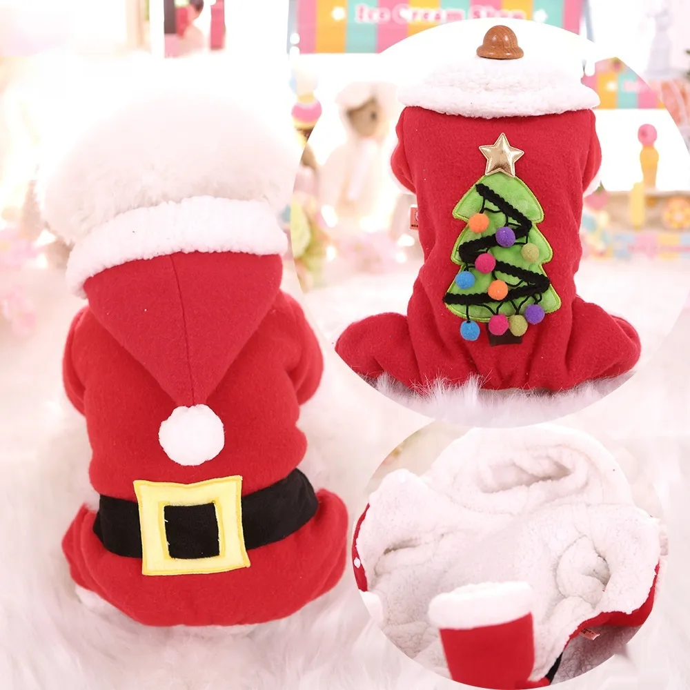 Pet Cat Dog Autumn And Winter Christmas Fleece-lined Thickened Cotton-padded Coat - Old Man