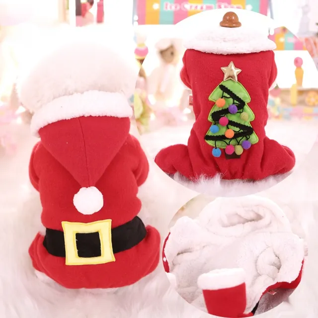 Pet Cat Dog Autumn And Winter Christmas Fleece lined Thickened Cotton padded Coat Old Man - Shop at LoveMi