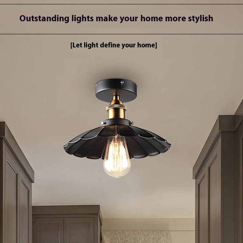 Iron Ceiling Lamp Bedroom Corridor Single-head Droplight