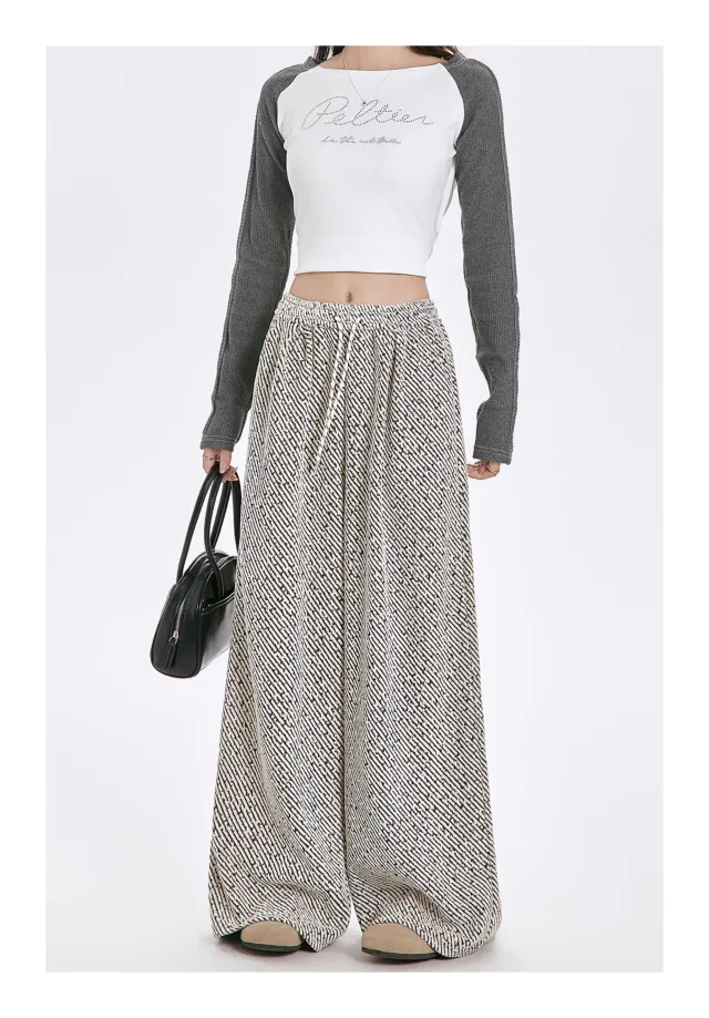 Striped Straight Casual Winter Loose Drooping Wide leg Pants Picture Color L - Shop at LoveMi