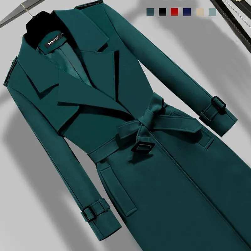 Elegant Clothing Fashion Spring And Autumn Coat - Dark Green With Lining