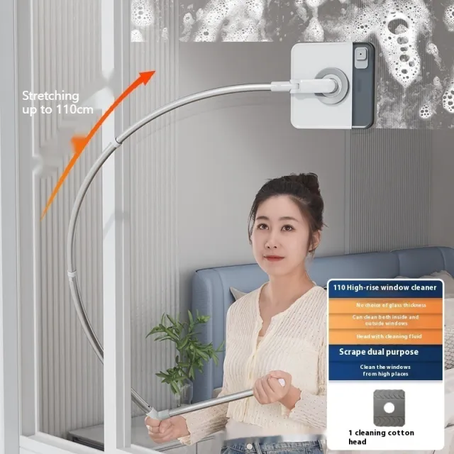 Housekeeping Cleaning High Rise Double Sided Window Cleaner 1.1 M Rod With X1 Cotton Head - Shop at LoveMi