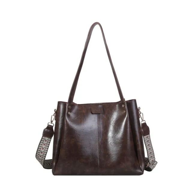 Large Capacity Crossbody Retro Patchwork Coffee - Shop at LoveMi