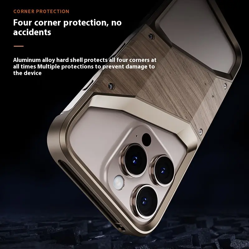 Wooden Aluminum Alloy Heat Dissipation Drop-resistant Mobile Phone Protective Case