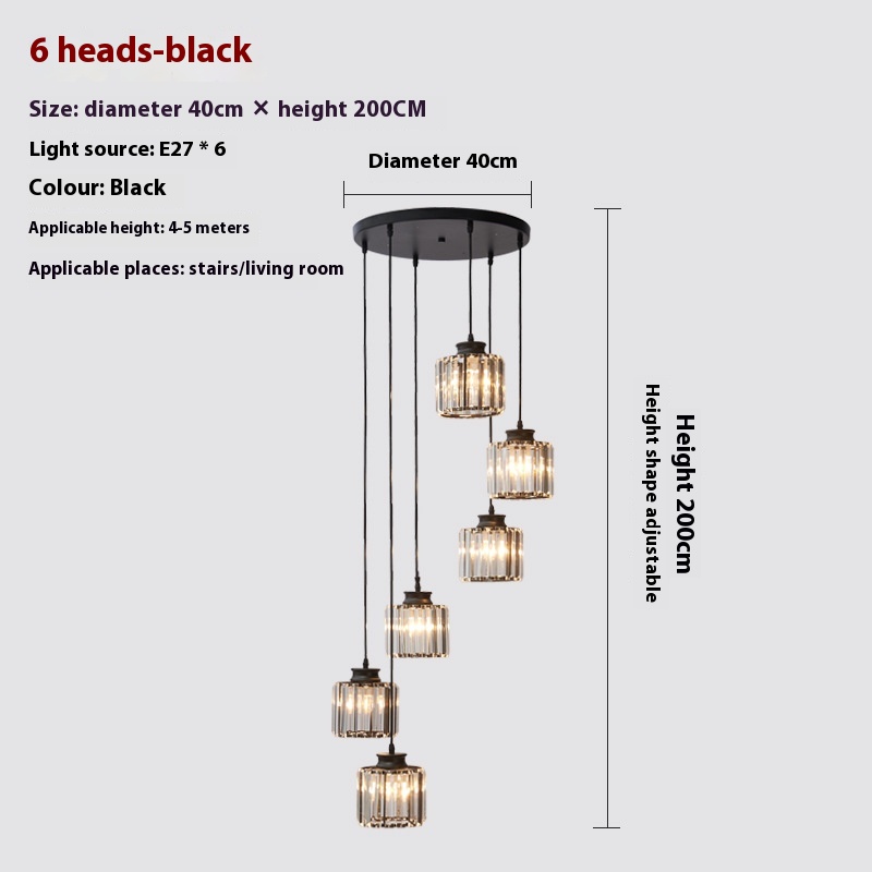 Duplex Staircase Long Chandelier Lamps Modern Minimalist And Magnificent Crystal