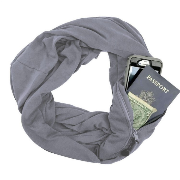 Double Layer Solid Color Pocket Scarf
