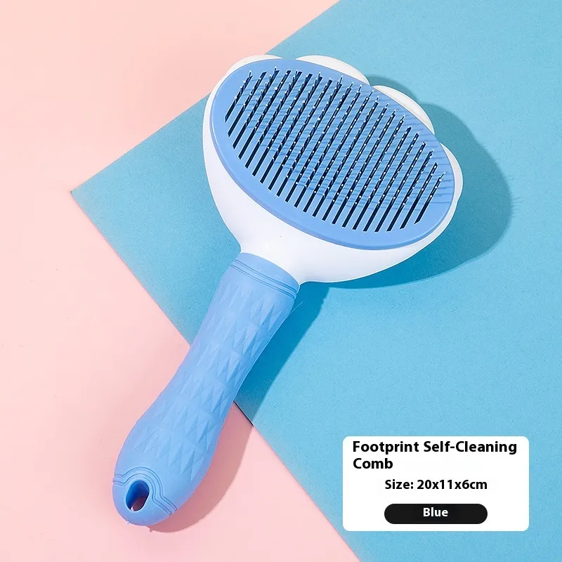 Pet Hair Removal Gadget Cat Petting Special Cleaning Comb - Flower Needle Comb Blue
