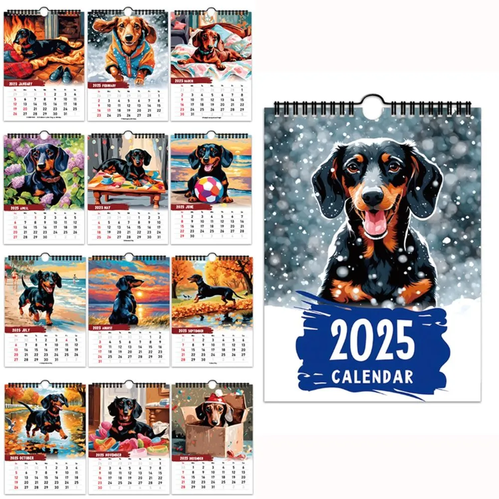 Dachshund Calendar Daily Weekly Monthly Planner Paper Hanging Wall Calendar Gift Home Decor Wall Calendar Supplies
