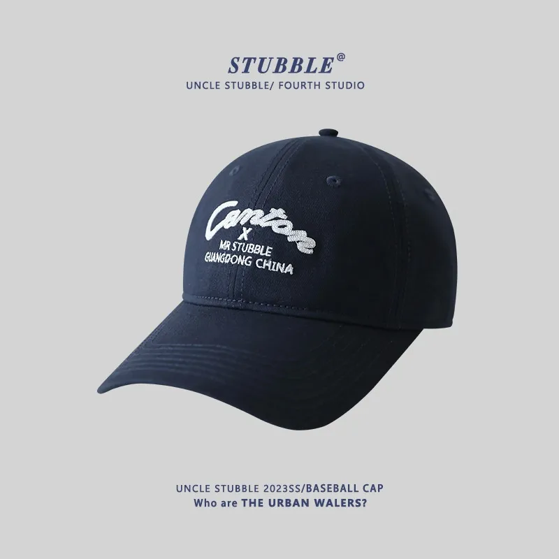 Big Face Small Soft Top Sunshade Duck Hat - Navy Blue