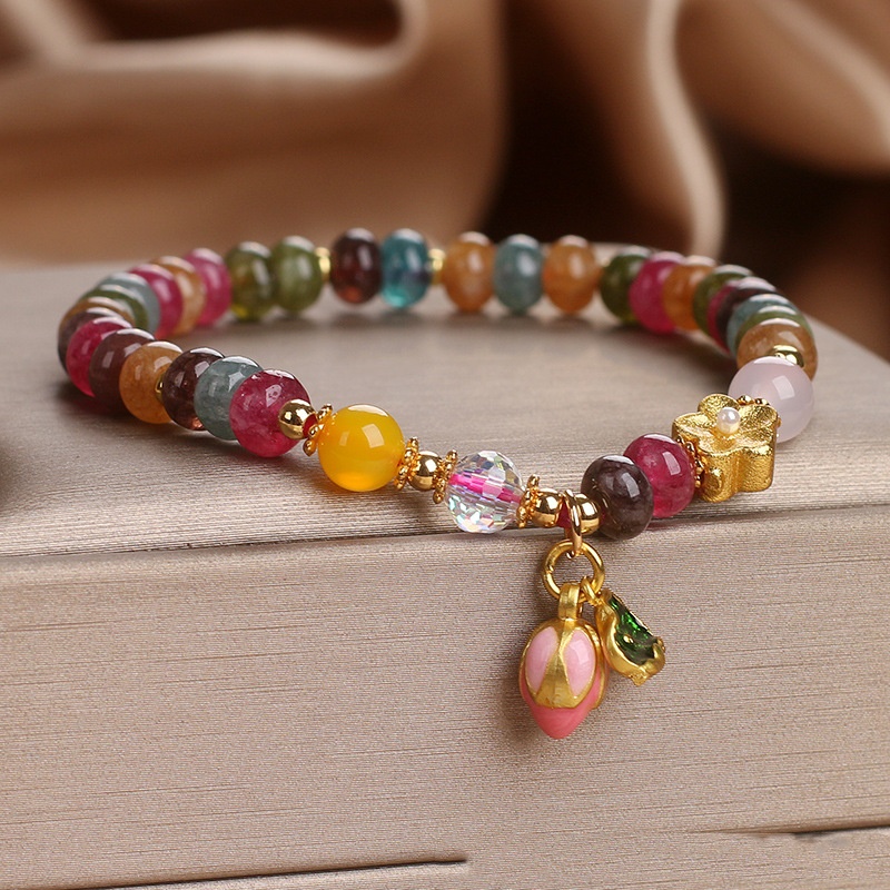 Natural Jade Color Tourmaline Abacus Beads Bracelet