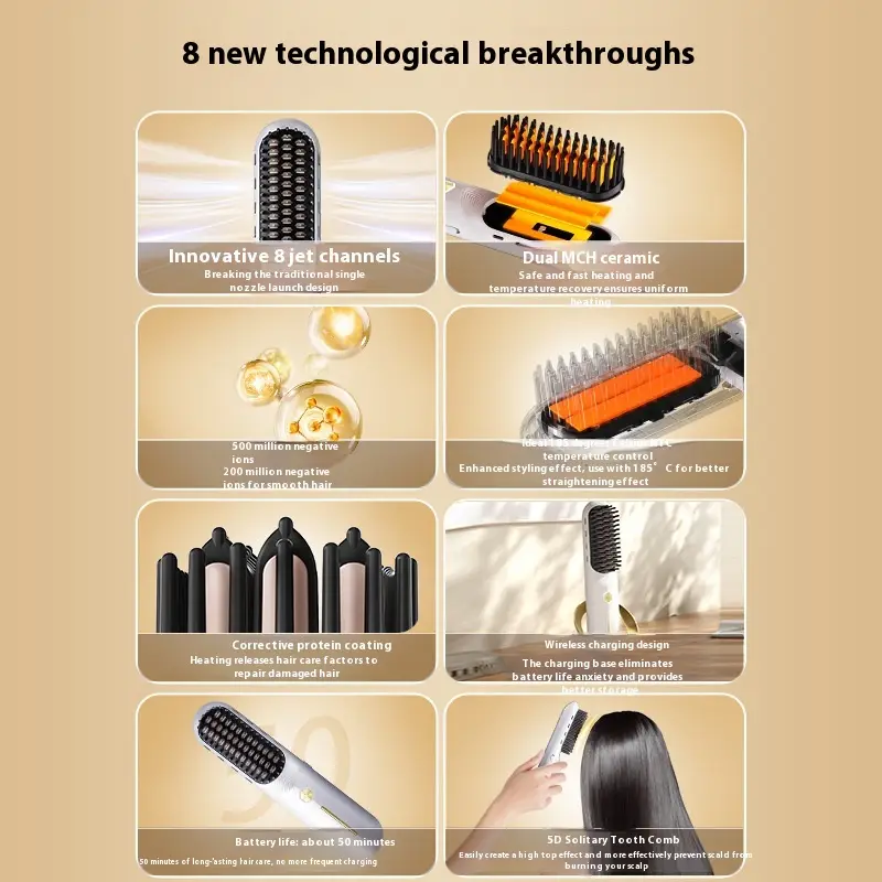 Negative Ion Wireless Straight Without Damaging Hair Clip