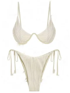 Swimming Suit Sexy Advanced Tether Split Bikini - White - View 1