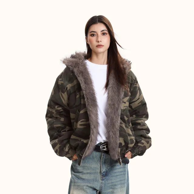 Women's Hooded Camouflage Jacket Cotton padded Jacket Camouflage - Shop at LoveMi