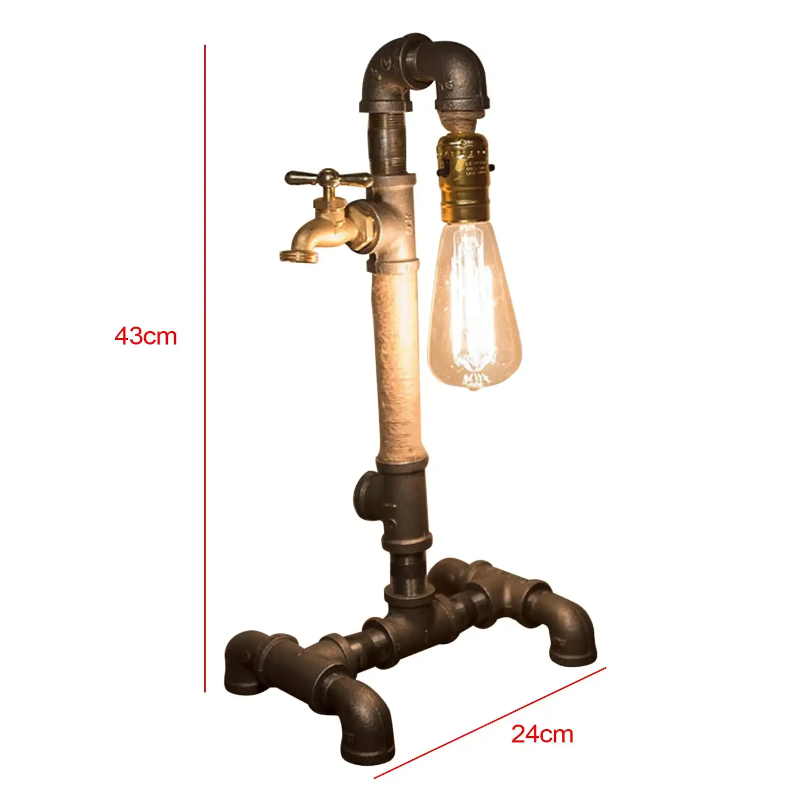 Retro Industrial Style Wall Wrought Iron Water Pipe Decorative Lamp