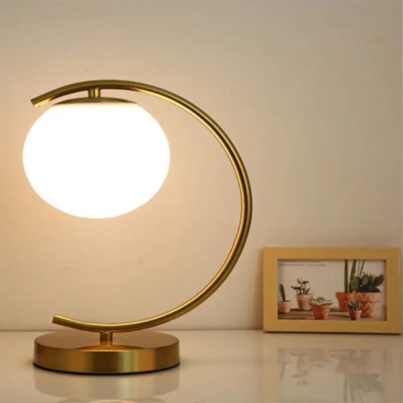 Living Room Bedside Lamp Eye Protection Golden