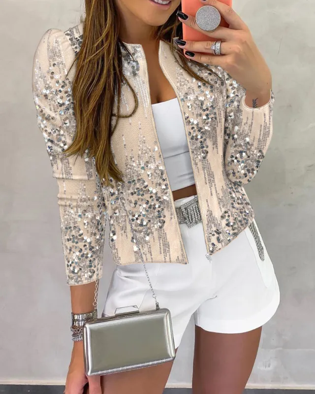 Women's jacket sequined jacket Yellow - Shop at LoveMi