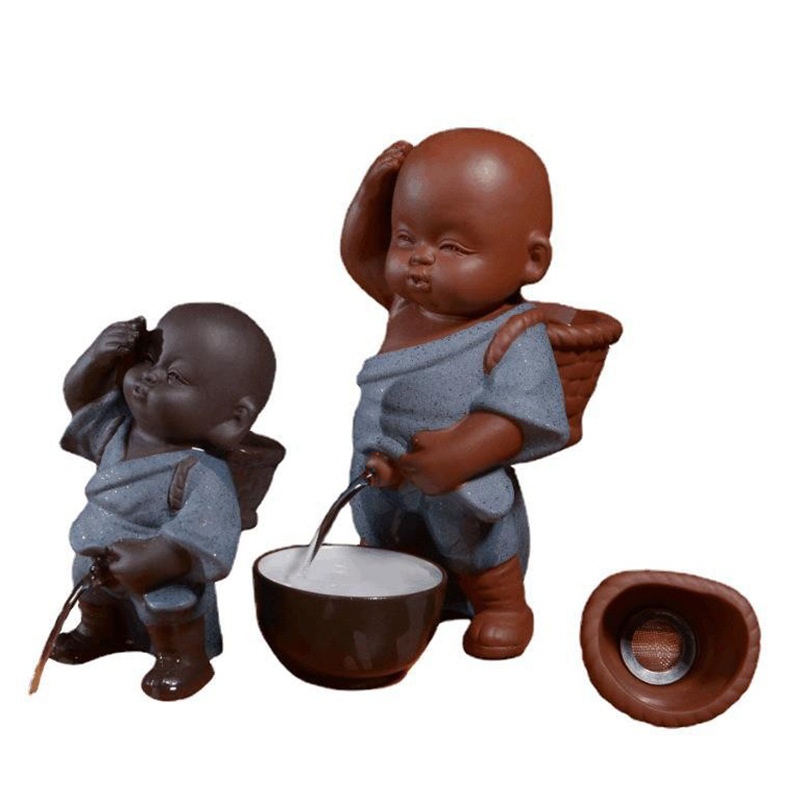 Purplue Sand Tea Pet Pee Little Monk Decoration Tea Set Creative Ceramic Character Crafts