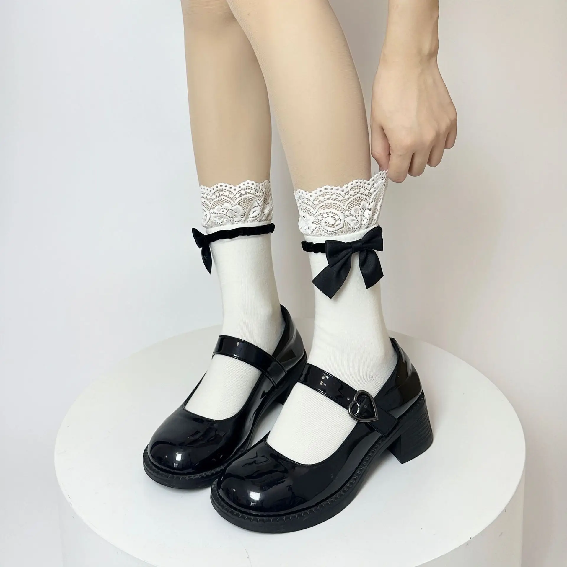 Japanese Jk Bowknot Sweet Lace Lolita Socks Mid-calf