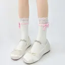 White Powder Side Bow Socks