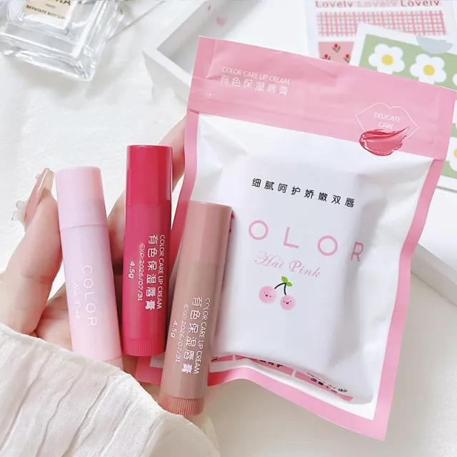 Colored Moisturizing Lip Balm Lipstick Moisturizing Fade Lip Lines Three Per Package Suit - Shop at LoveMi