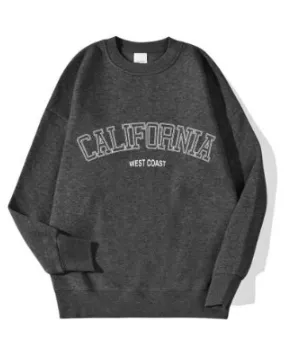 Women's Plus Size Round Neck Print Sweatshirt Dark Gray - Shop at LoveMi