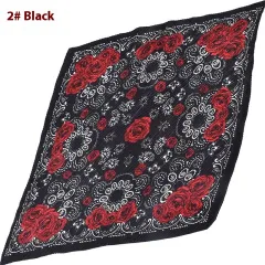 Fashion Retro Rose Pattern Large Kerchief - Black - View 1