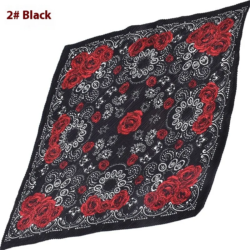 Fashion Retro Rose Pattern Large Kerchief - Black