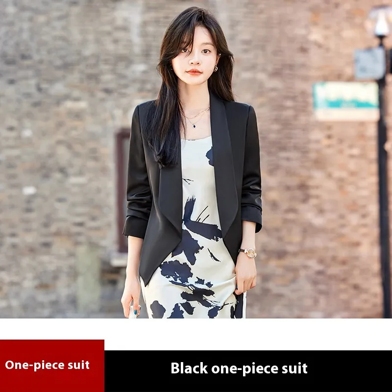 Goddess Temperament Business Wear Fashion Temperament Outer Tops - Black Long Sleeve Coat