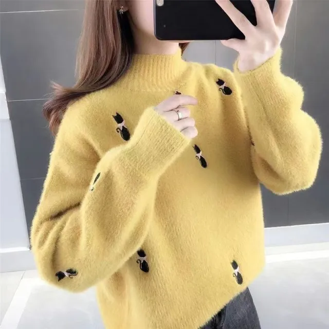 Waterproof Mink Velvet High Sense Women's Sweater Autumn And Winter New Yellow - Shop at LoveMi