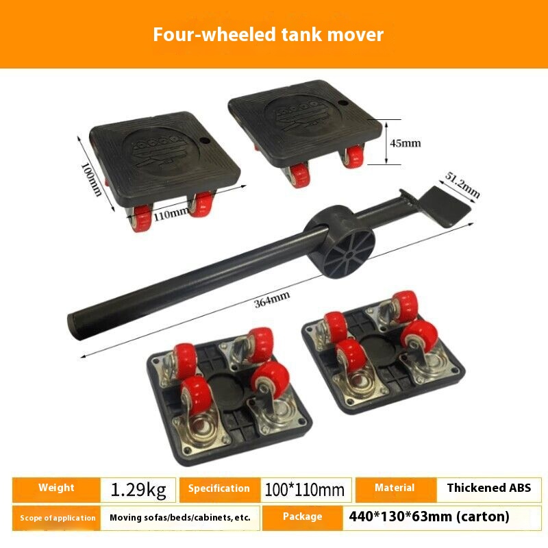 Universal Wheel Furniture Moving System Plastic Handbarrow Five-piece Set – Furniture Moving System, Wrecking Bar