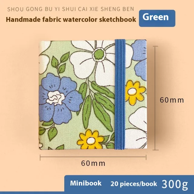 Sketch Carrying Travel Portable Good looking Journal Book Feile Bird Fabric Mini Watercolor Green 20 Sheets 300G 6X6Cm - Shop at LoveMi