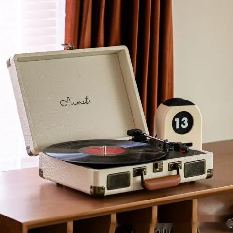 Gramophone Record Retro Phonograph Bluetooth Audio Portable Suitcase Leather