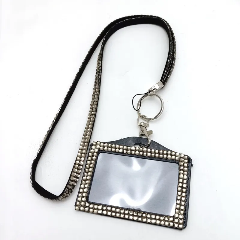 Resin Diamond Band Card Holder Lanyard - Gray
