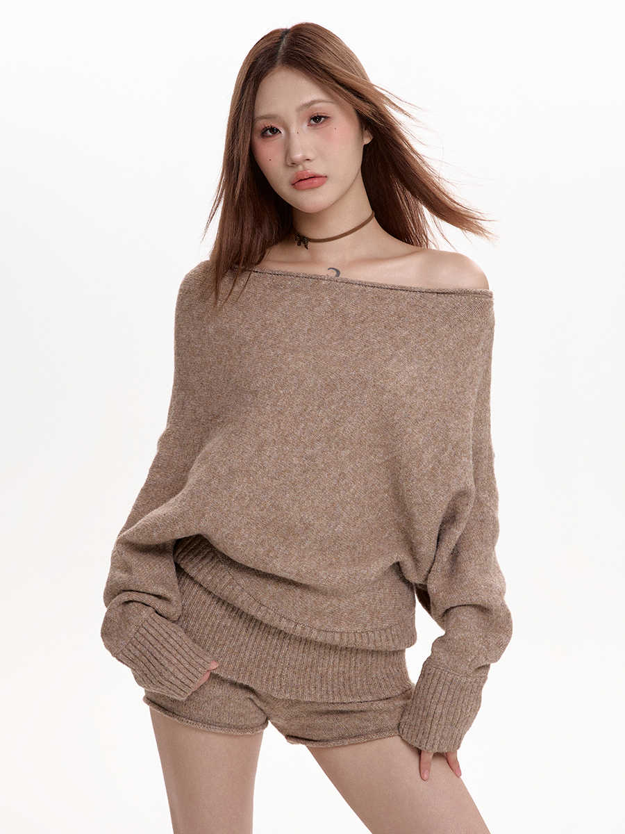 New High Waist Slimming Straight Pants Knitted Casual Pants Suit