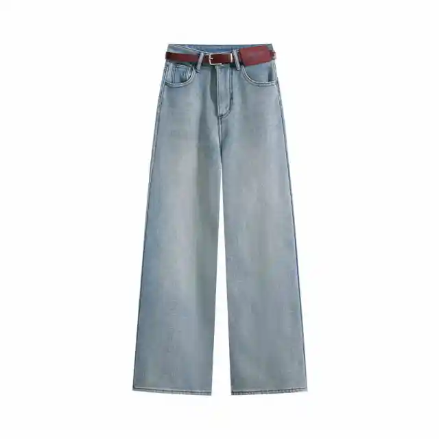 High Waist Slimming Loose Straight Fleece lined Padded Wide Leg Jeans Light Blue - Shop at LoveMi