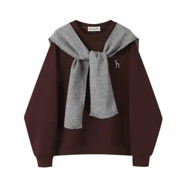 Round Neck Loose Sweatshirt Coat Women's Top Red - Shop at LoveMi