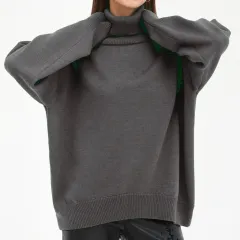 European And American Autumn And Winter Loose Knitwear All-match Classic Sweater - Dark Gray - View 1