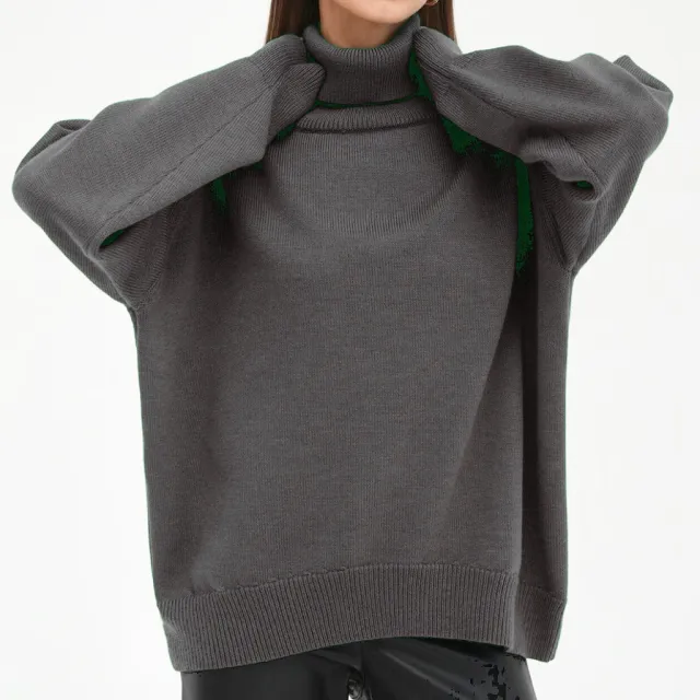 European And American Autumn And Winter Loose Knitwear All match Classic Sweater Dark Gray - Shop at LoveMi